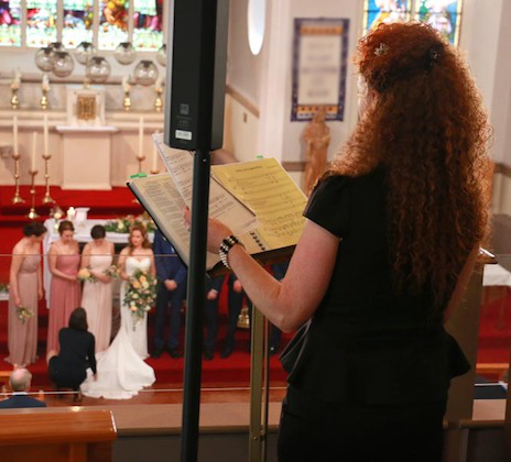 Fidelma singing at church wedding